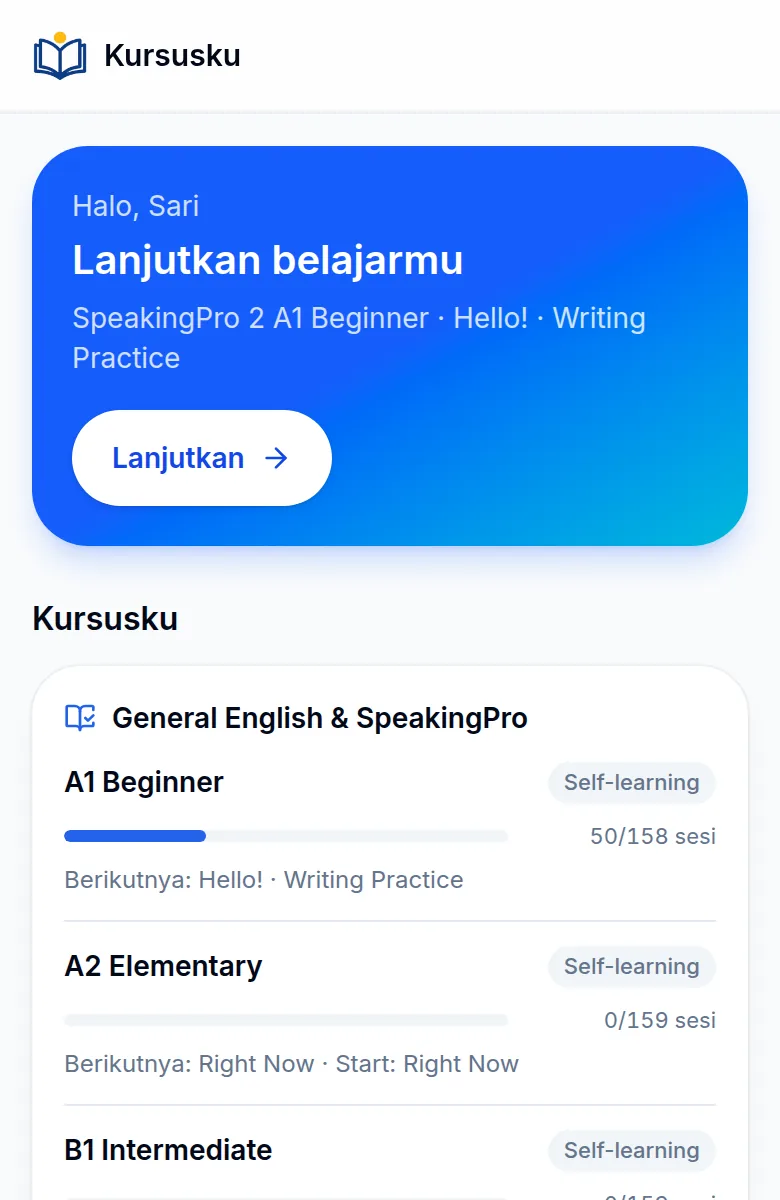 Halaman Kursusku di HP